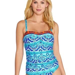La Blanca All in the Mix Built-in Bra Underwire Tankini Top Size 36D